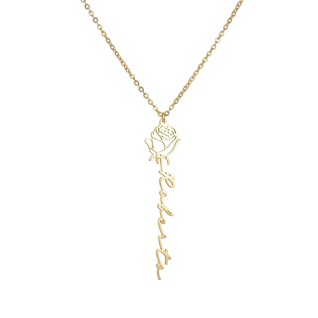 New Custom Name Rose Necklace For Lover Personalized Gold Color Flower Name Charm Necklaces Women Couple Love Gift