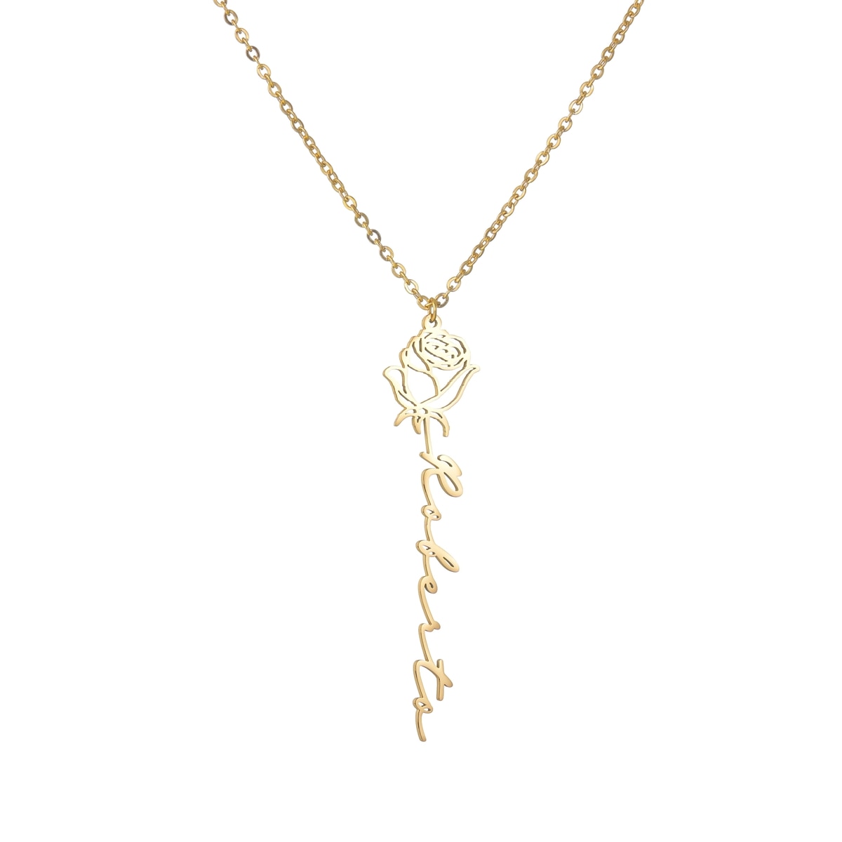 New Custom Name Rose Necklace For Lover Personalized Gold Color Flower Name Charm Necklaces Women Couple Love Gift