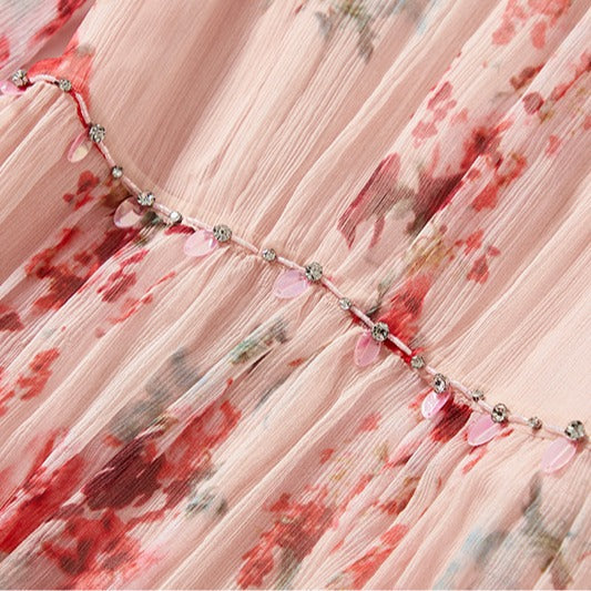Floral Mulberry Silk Maxi Dress
