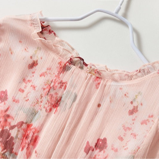 Floral Mulberry Silk Maxi Dress