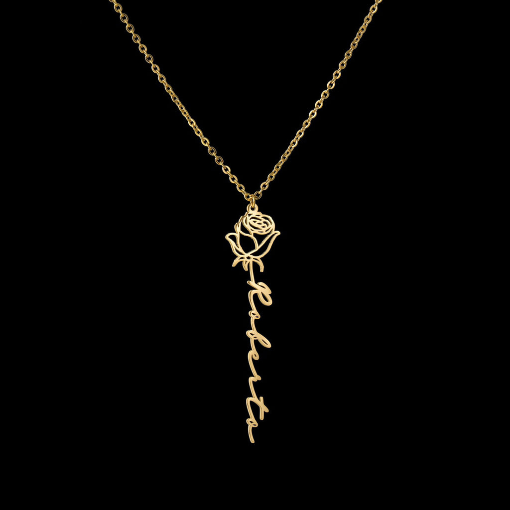 New Custom Name Rose Necklace For Lover Personalized Gold Color Flower Name Charm Necklaces Women Couple Love Gift