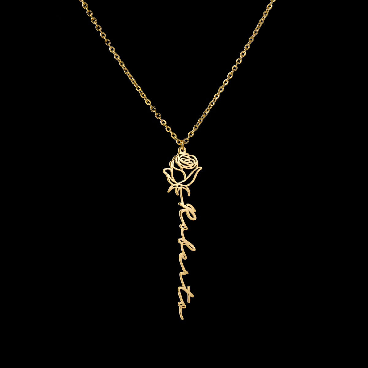New Custom Name Rose Necklace For Lover Personalized Gold Color Flower Name Charm Necklaces Women Couple Love Gift