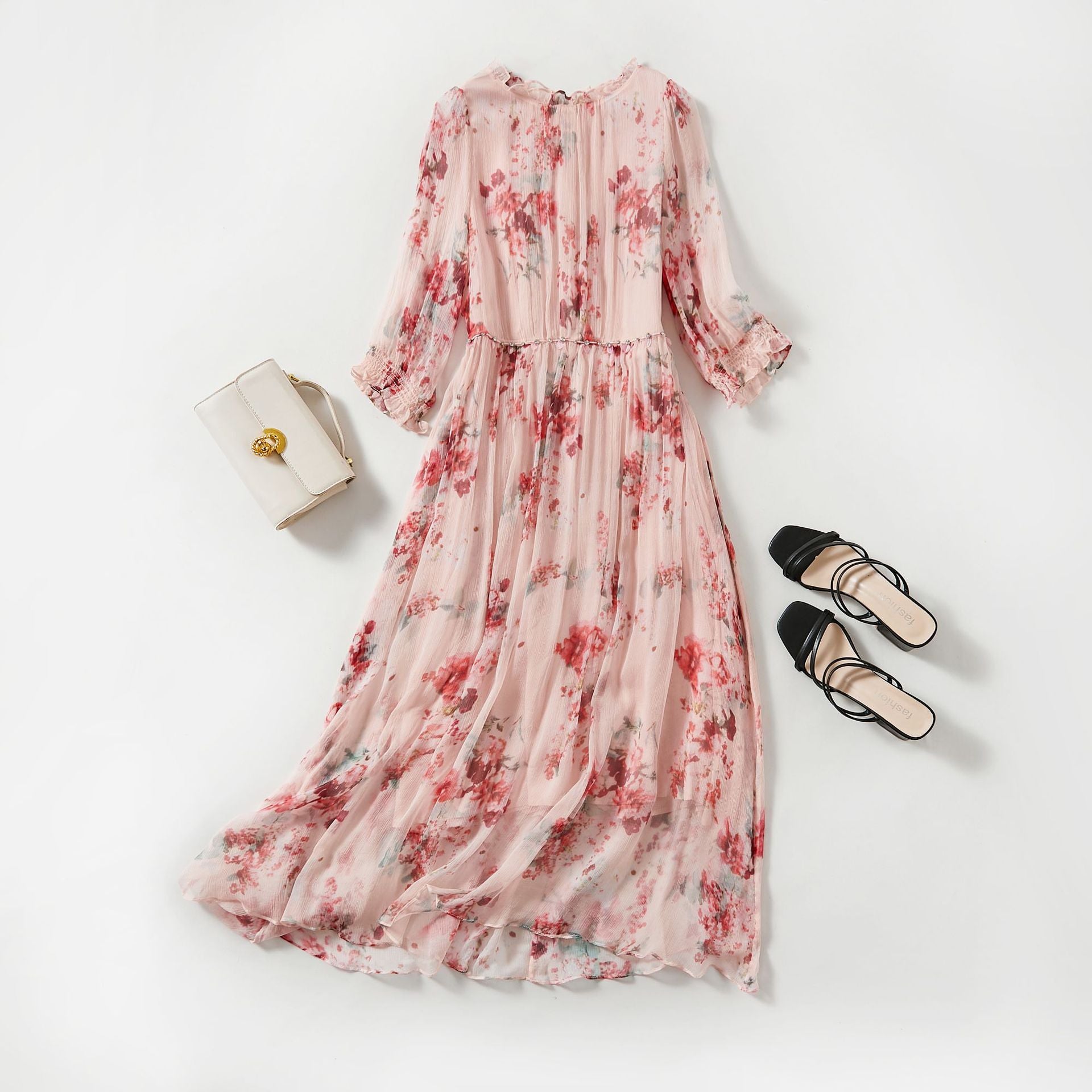 Floral Mulberry Silk Maxi Dress
